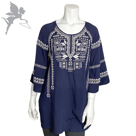 MOLIO RELIO Aztec Boho Embroidered Tunic - Picture 1 of 6
